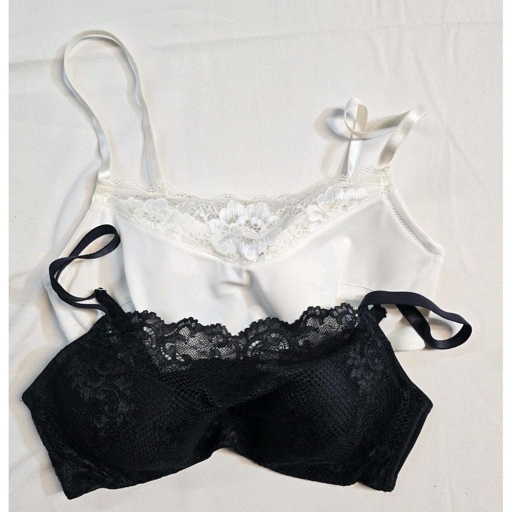 Soma Intimates Cami Bra Underwire  Lined  Ivory Black 34 C Lot Of 2